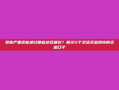 负债严重还能通过哪些途径借款？展示5个灵活资金周转的资金口子