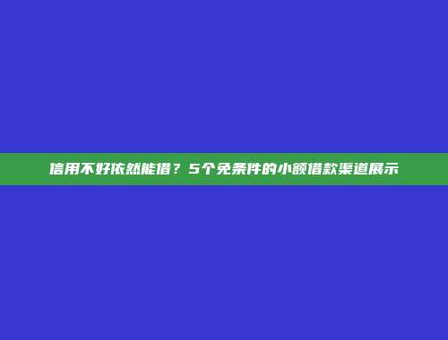 信用不好依然能借？5个免条件的小额借款渠道展示