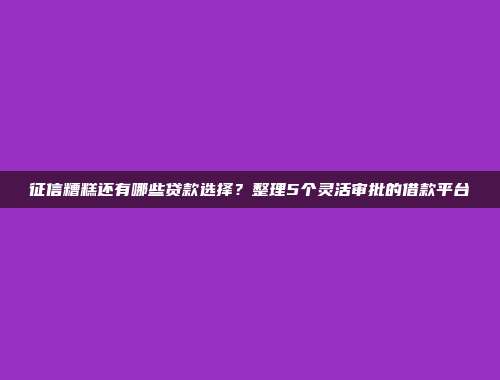 征信糟糕还有哪些贷款选择？整理5个灵活审批的借款平台