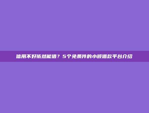 信用不好依然能借？5个免条件的小额借款平台介绍