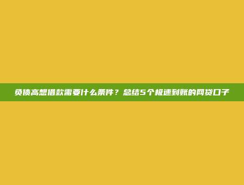 负债高想借款需要什么条件？总结5个极速到账的网贷口子