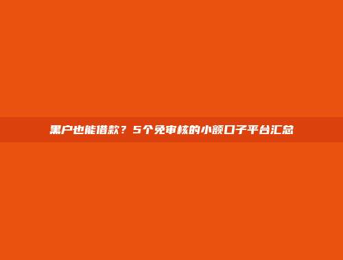 黑户也能借款？5个免审核的小额口子平台汇总