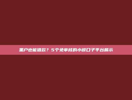 黑户也能借款？5个免审核的小额口子平台展示