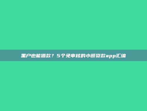 黑户也能借款？5个免审核的小额贷款app汇编