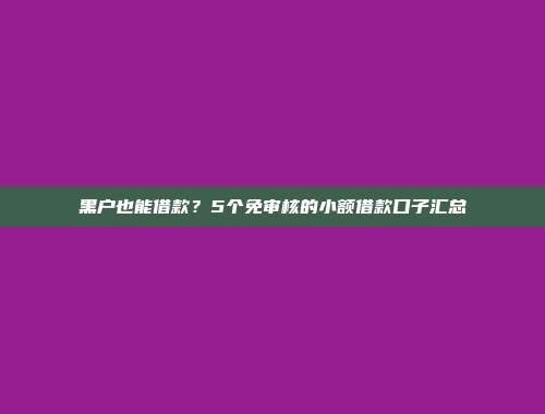 黑户也能借款？5个免审核的小额借款口子汇总