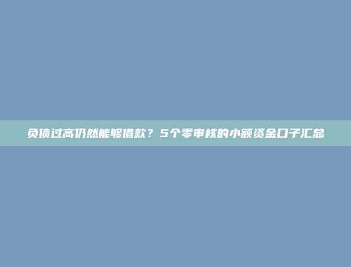 负债过高仍然能够借款？5个零审核的小额资金口子汇总