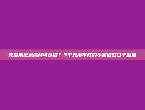 无信用记录照样可以借？5个无需审核的小额借款口子整理