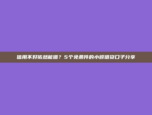 信用不好依然能借？5个免条件的小额借贷口子分享