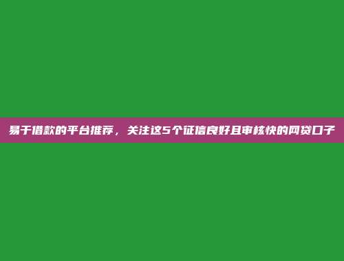 适合小额借款5000元的渠道展示5个轻松借贷的融资平台