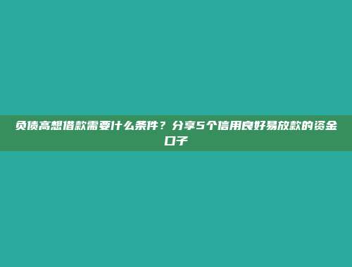 负债高想借款需要什么条件？分享5个信用良好易放款的资金口子