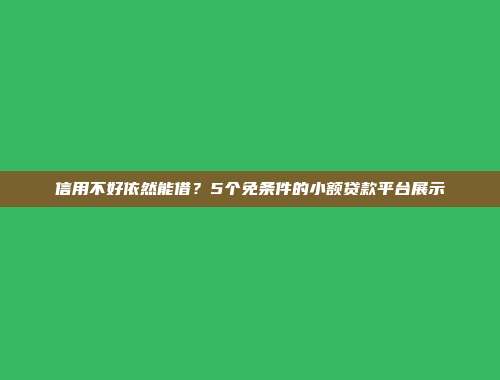 信用不好依然能借？5个免条件的小额贷款平台展示