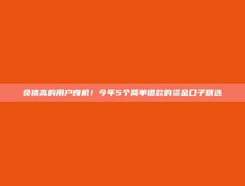 负债高的用户良机！今年5个简单借款的资金口子精选