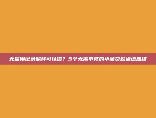 无信用记录照样可以借？5个无需审核的小额贷款通道总结