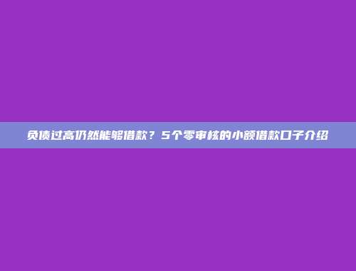 负债过高仍然能够借款？5个零审核的小额借款口子介绍