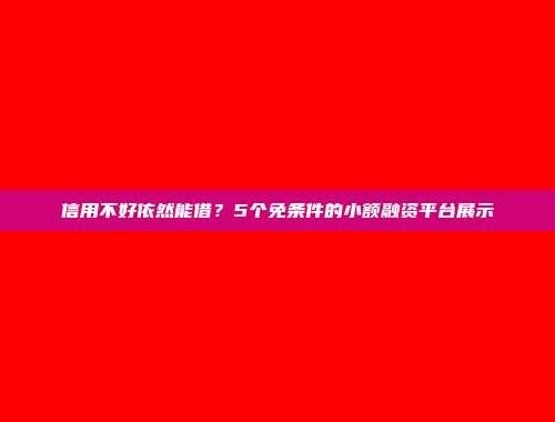 信用不好依然能借？5个免条件的小额融资平台展示