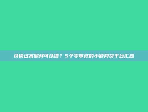 负债过高照样可以借？5个零审核的小额网贷平台汇总