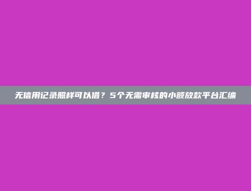 无信用记录照样可以借？5个无需审核的小额放款平台汇编