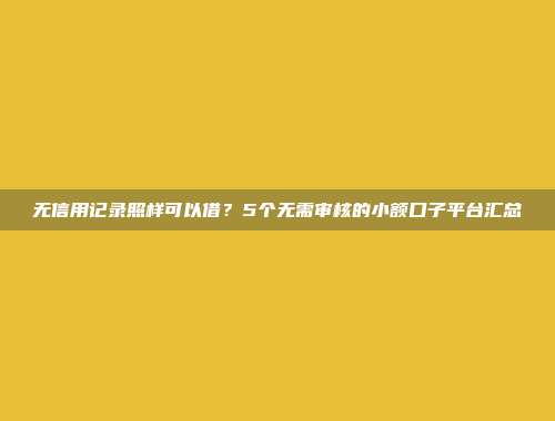 无信用记录照样可以借？5个无需审核的小额口子平台汇总