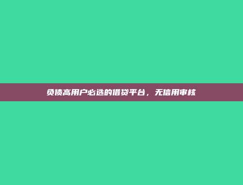 负债高用户必选的借贷平台，无信用审核