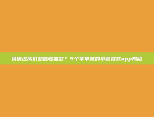 负债过高仍然能够借款？5个零审核的小额贷款app揭晓