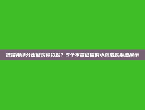 低信用评分也能获得贷款？5个不查征信的小额借款渠道展示