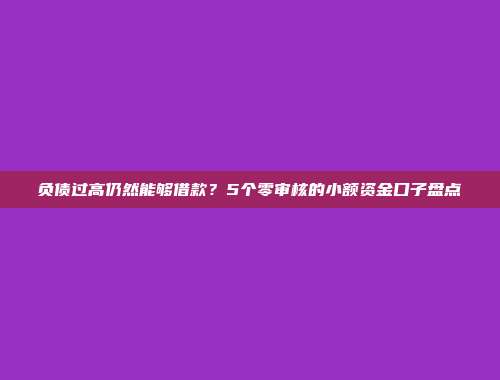 负债过高仍然能够借款？5个零审核的小额资金口子盘点