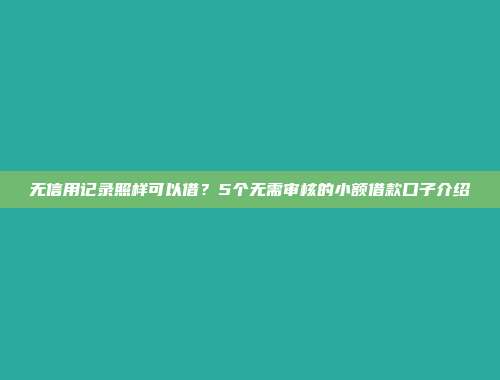 无信用记录照样可以借？5个无需审核的小额借款口子介绍