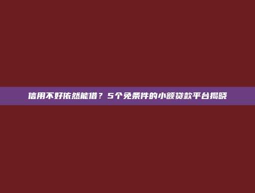 信用不好依然能借？5个免条件的小额贷款平台揭晓