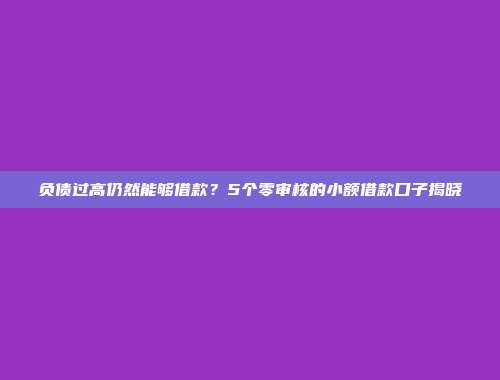 负债过高仍然能够借款？5个零审核的小额借款口子揭晓