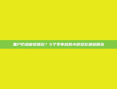 黑户仍然能够借款？5个零审核的小额贷款通道精选