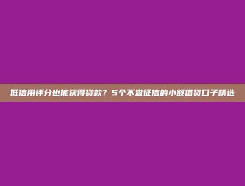 低信用评分也能获得贷款？5个不查征信的小额借贷口子精选