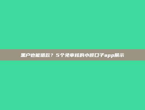 黑户也能借款？5个免审核的小额口子app展示