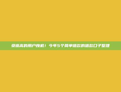 负债高的用户良机！今年5个简单借款的借款口子整理