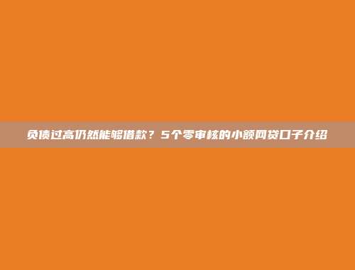 负债过高仍然能够借款？5个零审核的小额网贷口子介绍