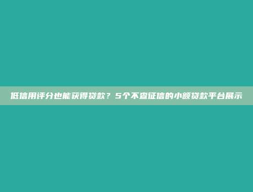 低信用评分也能获得贷款？5个不查征信的小额贷款平台展示