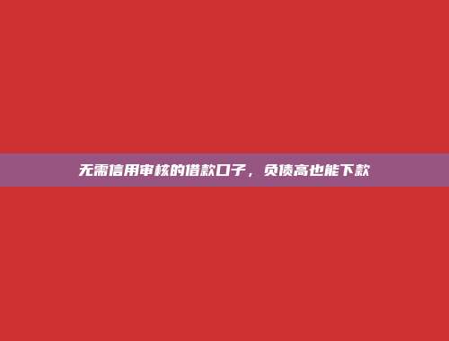 无需信用审核的借款口子，负债高也能下款