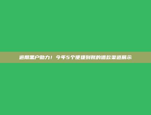 逾期黑户助力！今年5个便捷到账的借款渠道展示