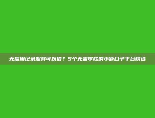 无信用记录照样可以借？5个无需审核的小额口子平台精选