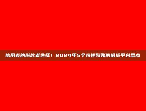 信用差的借款者选择！2024年5个快速到账的借贷平台盘点