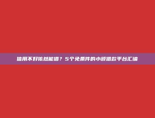 信用不好依然能借？5个免条件的小额借款平台汇编