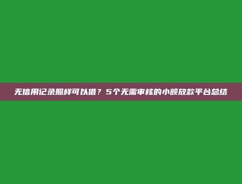 无信用记录照样可以借？5个无需审核的小额放款平台总结