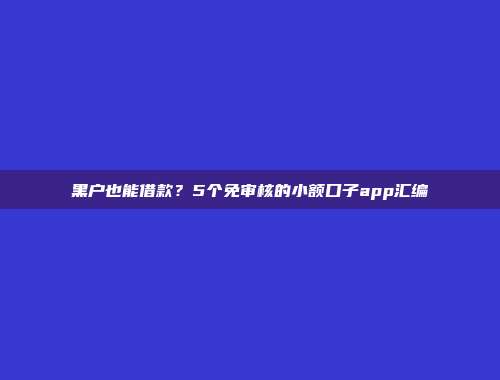 黑户也能借款？5个免审核的小额口子app汇编