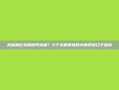 无信用记录照样可以借？5个无需审核的小额网贷口子总结