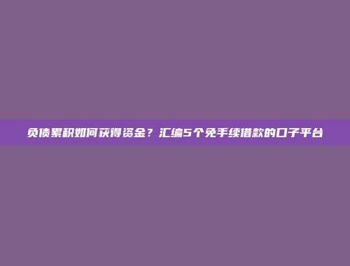 负债累积如何获得资金？汇编5个免手续借款的口子平台