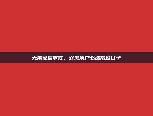 无需征信审核，双黑用户必选借款口子