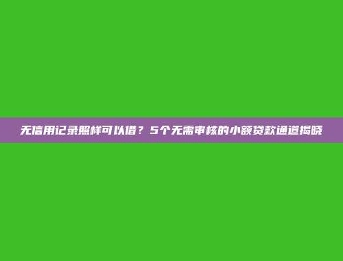 无信用记录照样可以借？5个无需审核的小额贷款通道揭晓