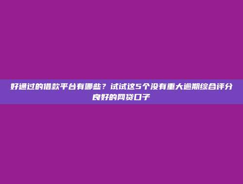 好通过的借款平台有哪些？试试这5个没有重大逾期综合评分良好的网贷口子