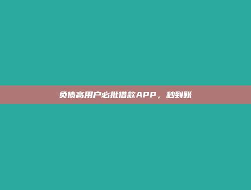 负债高用户必批借款APP，秒到账