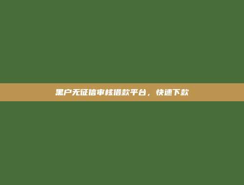 黑户无征信审核借款平台，快速下款