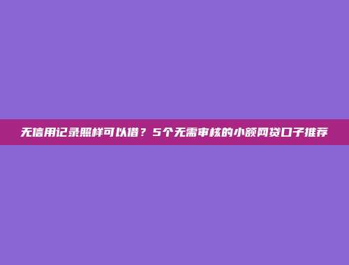 无信用记录照样可以借？5个无需审核的小额网贷口子推荐